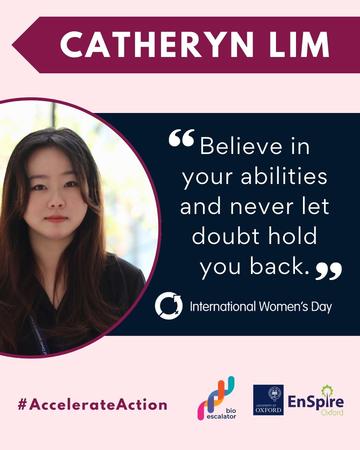 A graphic featuring a photo of Catheryn Lim and an inspirational quote