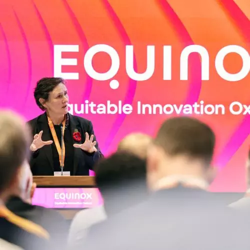 The VC addressing attendees at the Equinox launch event