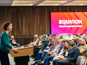 Anneliese Dodds talking to attendees at the Equinox Launch event