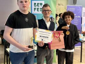 second place 2024 demo night winners, Get Fed, with their prizes